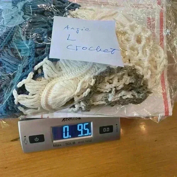 Angie Womens Crocheted Block Color Short Sleeve Top large orange blue aqua - Picture 10 of 10